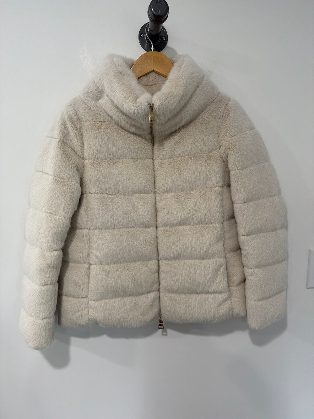 Herno Faux Fur Down Filled Puffer High Collar Coat Size 42 US 6
